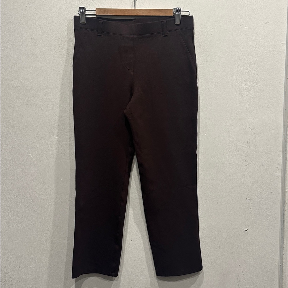 Quince Ultra Stretch Ponte Knit Straight Leg Pant Dark Brown Minimalist medium p